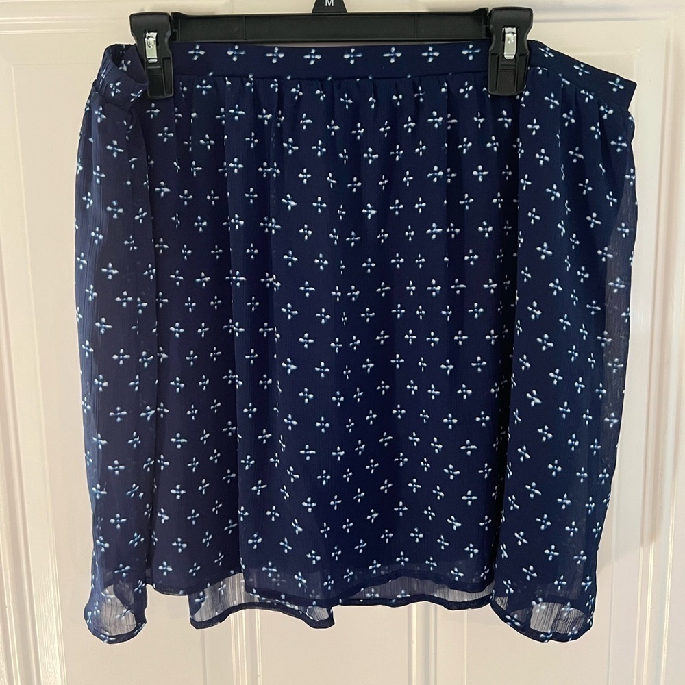 Old Navy Dark Blue Skater Skirt with White Pattern